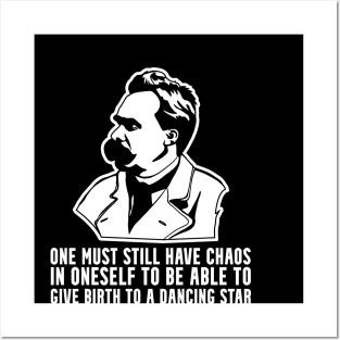 Nietzsche Chaos In Your Soul Quote Portrait Graphic Posters and Art